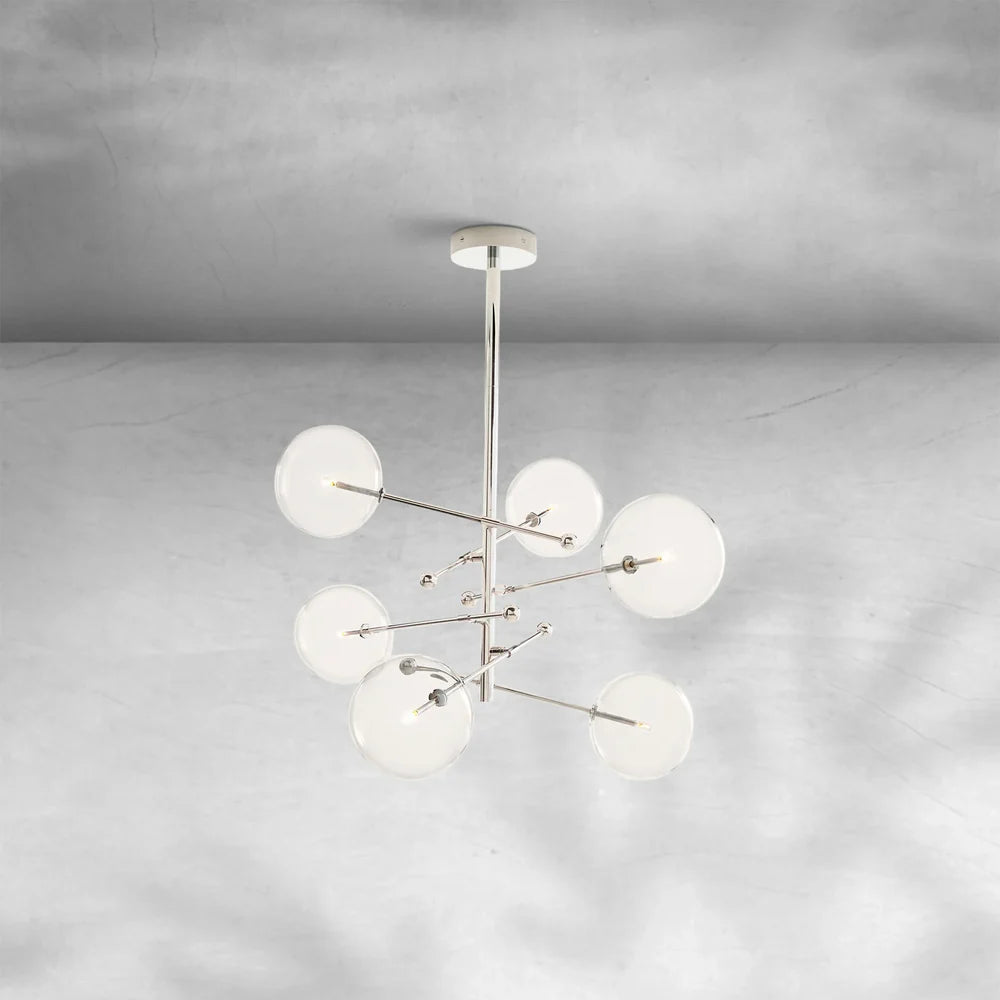Glass Globe Mobile Six-Arm Chandelier 55"