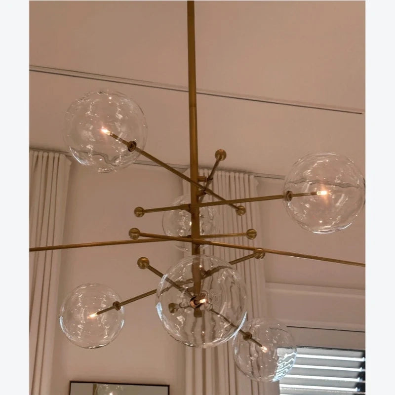 Glass Globe Mobile Six-Arm Chandelier 55"