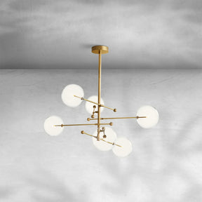 Glass Globe Mobile Six-Arm Chandelier 55"