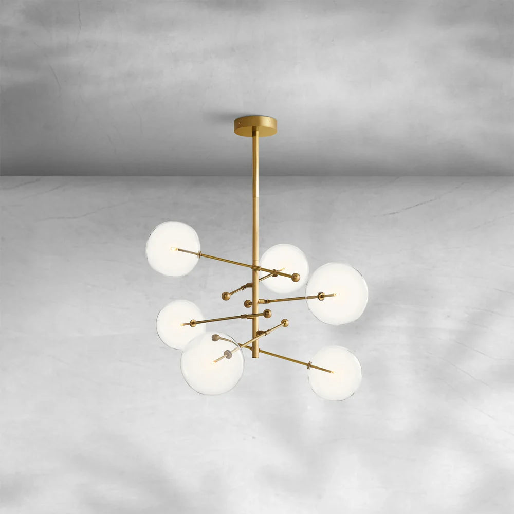 Glass Globe Mobile Six-Arm Chandelier 55"