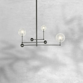 Glass Globe Mobile Three-Arm Chandelier 46"