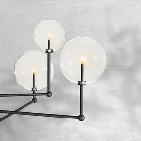 Glass Globe Mobile Three-Arm Chandelier 46"