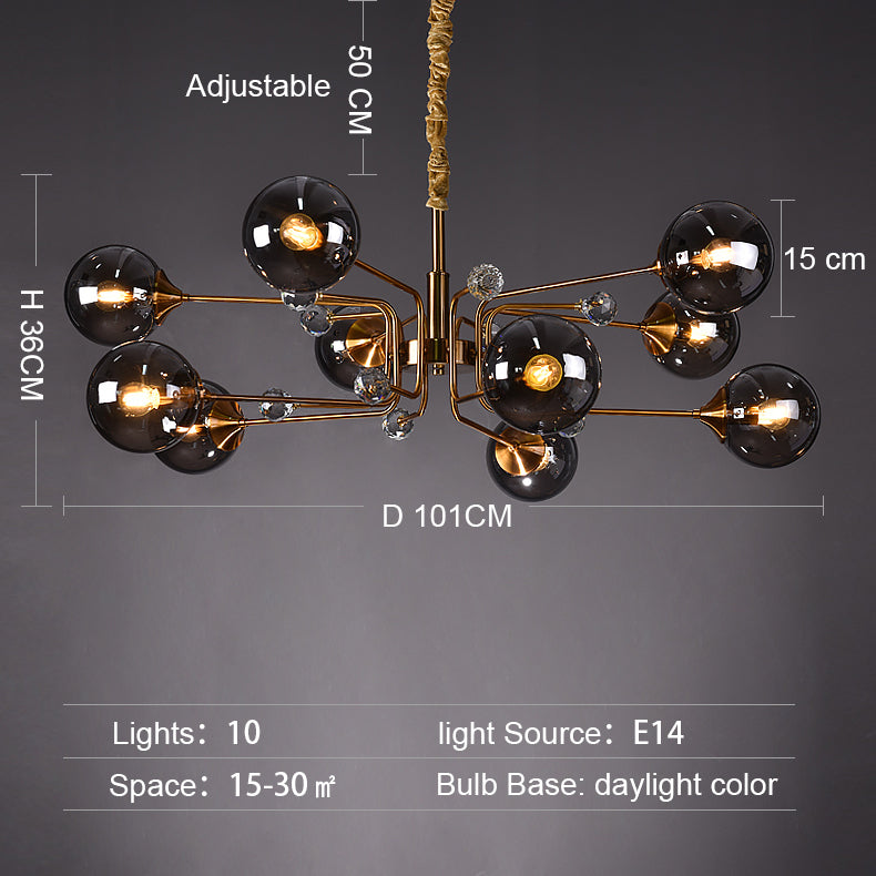 Glass Globes Chandelier|Sputnik Ceiling Fixtures Light|Magic Bean Mid Century Pendant