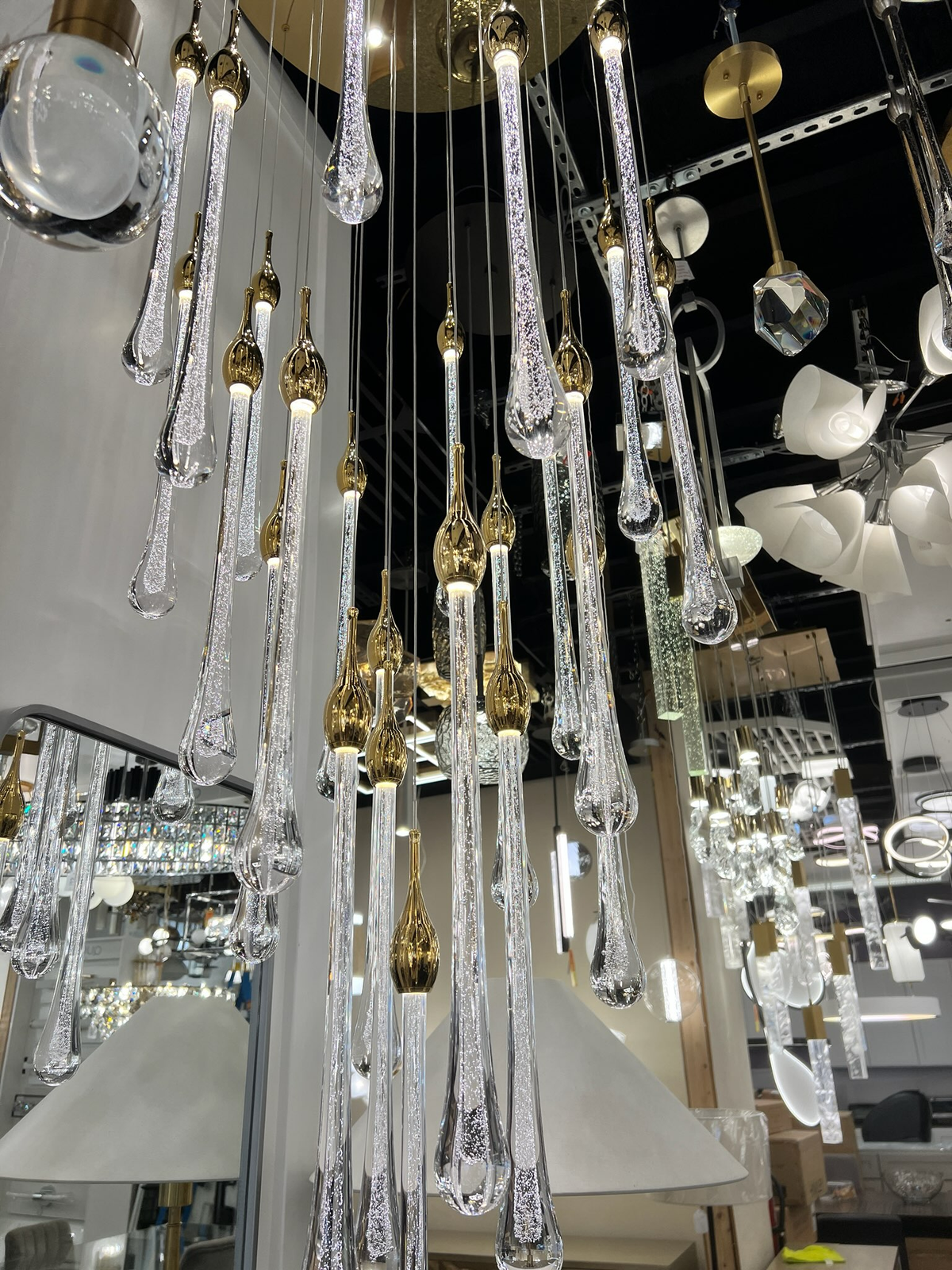 Sample Material - Contemporary Hand-blown Glass Globes Branch Chandelier Roxina