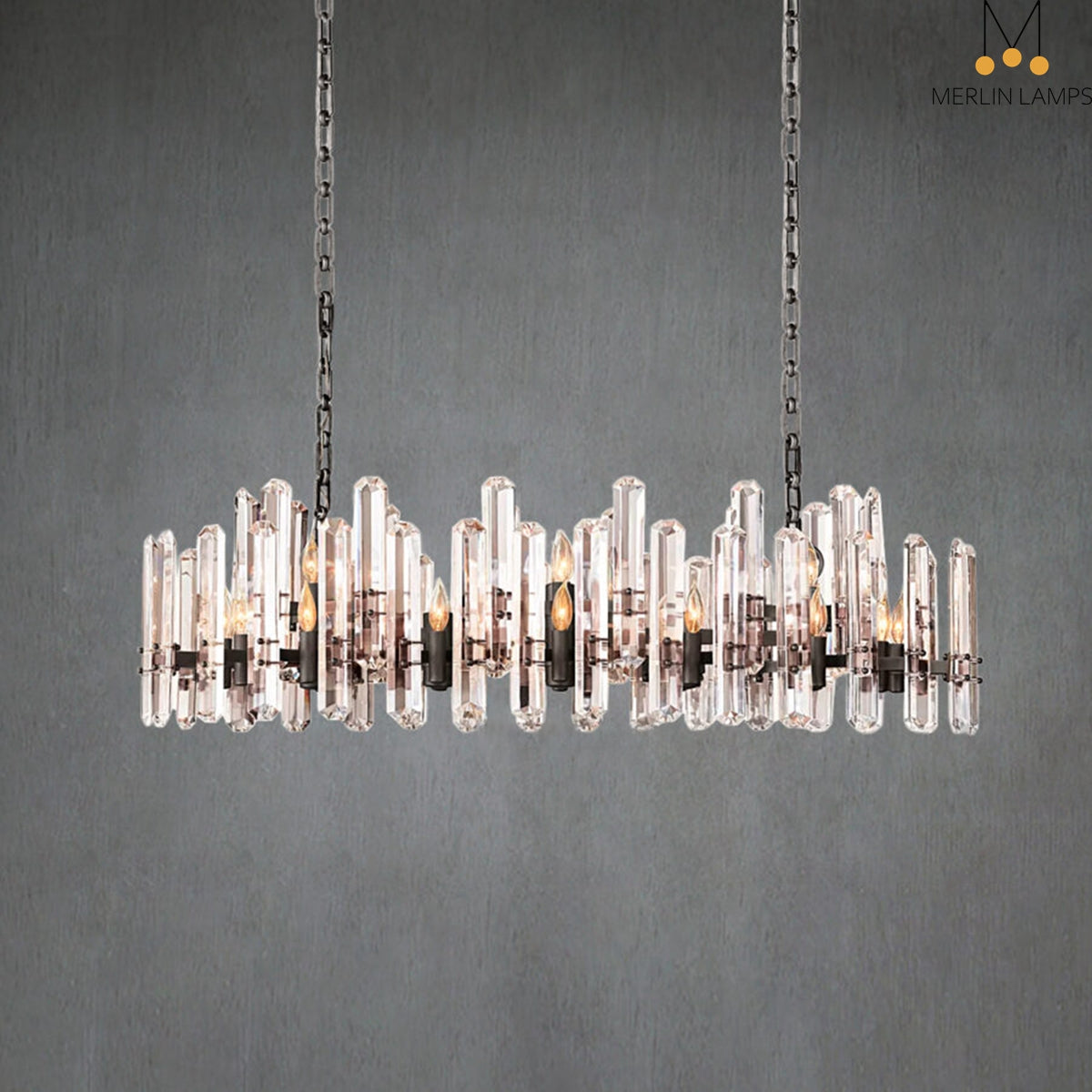 Gleam Series K9 Crystal Glass Linear Chandelier