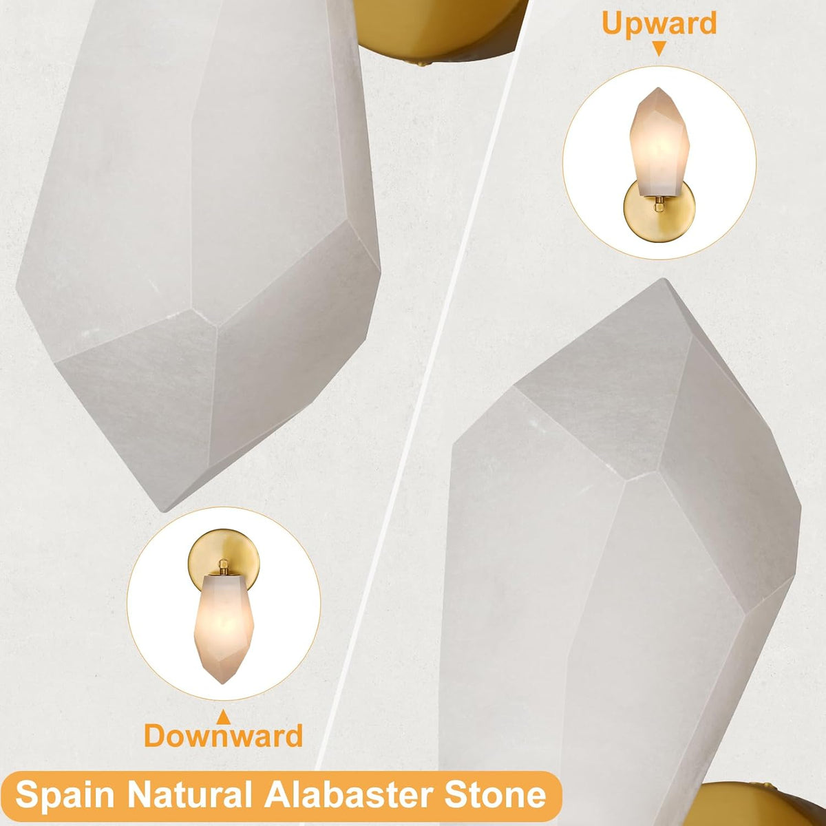 Gold Alabaster Marble Wall Sconce for Modern Living Spaces