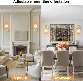 Gold Alabaster Marble Wall Sconce for Modern Living Spaces