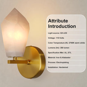 Gold Alabaster Marble Wall Sconce for Modern Living Spaces