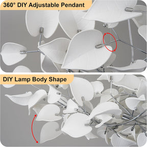 Gold Ceramic Leaf Chandelier 31.5" 6-Light Modern Round Fixture