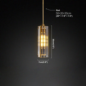 Golden Rectangular Crystal Pendant Lighting