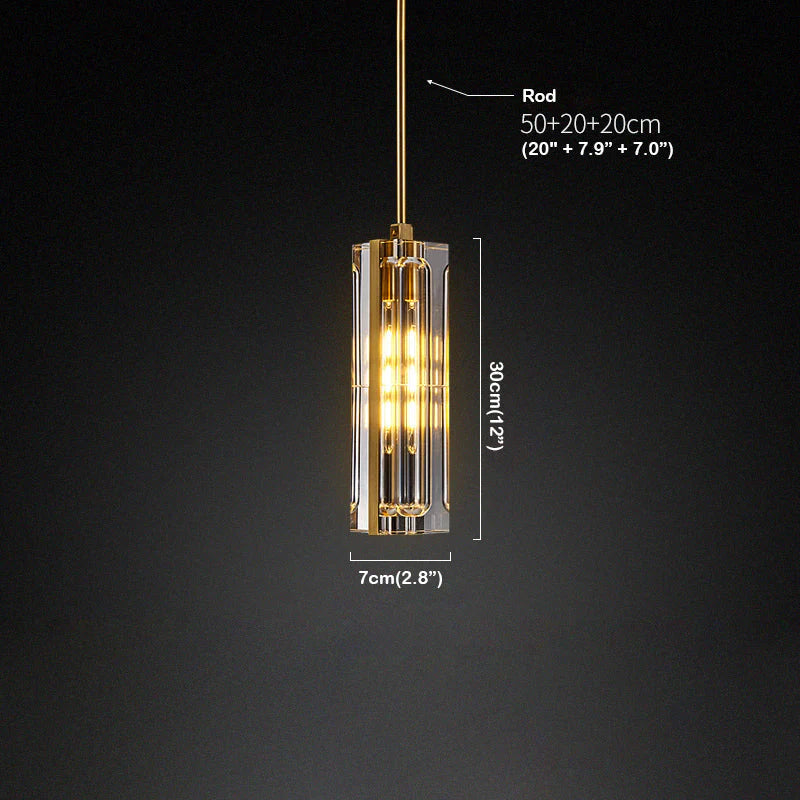 Golden Rectangular Crystal Pendant Lighting