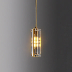 Golden Rectangular Crystal Pendant Lighting