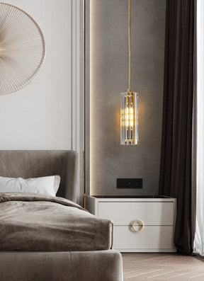 Golden Rectangular Crystal Pendant Lighting