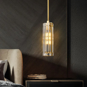 Golden Rectangular Crystal Pendant Lighting