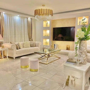 Gold/Silver Round Modern Tiered Metal Crystal Chandelier