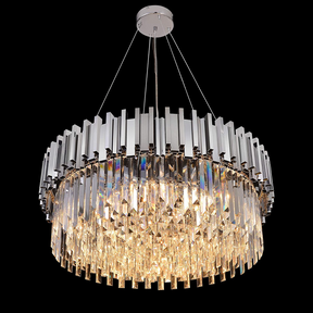 Gold/Silver Round Modern Tiered Metal Crystal Chandelier