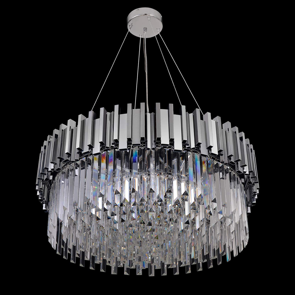Gold/Silver Round Modern Tiered Metal Crystal Chandelier