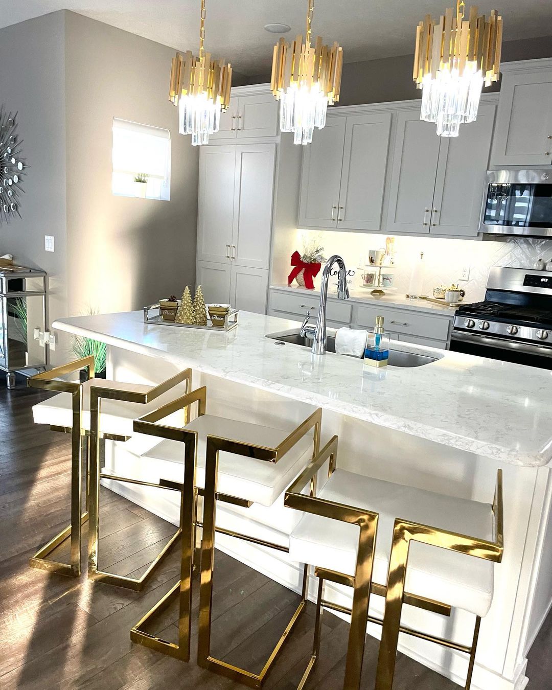 Gold/Silver Round Modern Tiered Metal Crystal Chandelier