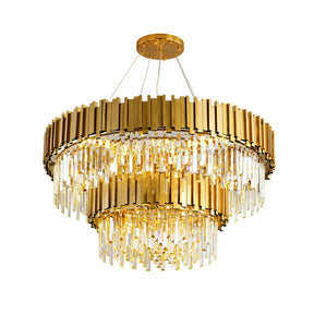 Gold/Silver Round Modern Tiered Metal Crystal Chandelier