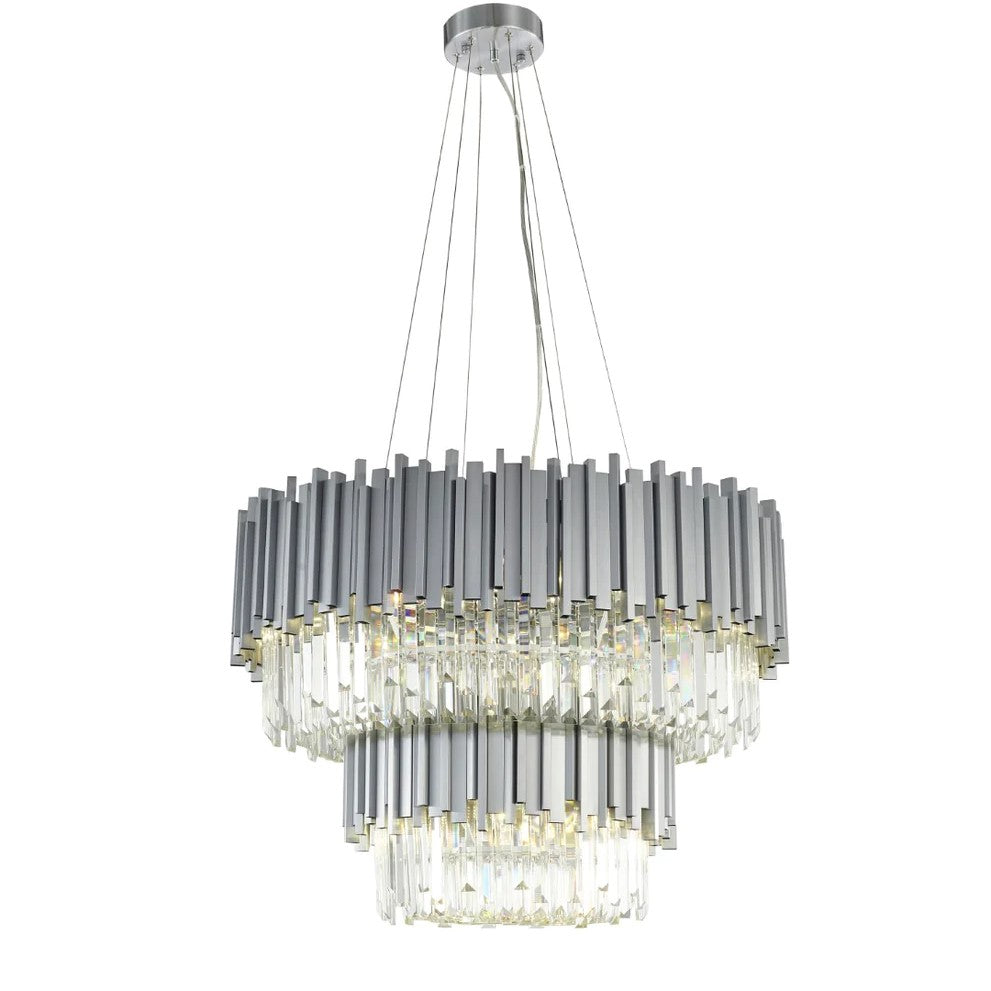 Gold/Silver Round Modern Tiered Metal Crystal Chandelier