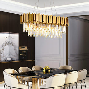 Gold/Silver Round Modern Tiered Metal Crystal Chandelier