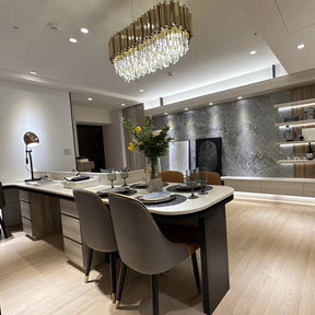 Gold/Silver Round Modern Tiered Metal Crystal Chandelier