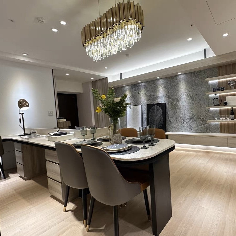 Gold/Silver Round Modern Tiered Metal Crystal Chandelier