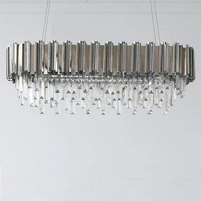 Gold/Silver Round Modern Tiered Metal Crystal Chandelier