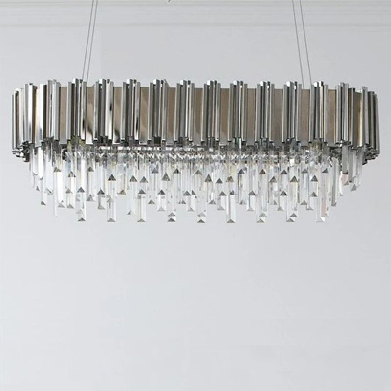 Gold/Silver Round Modern Tiered Metal Crystal Chandelier