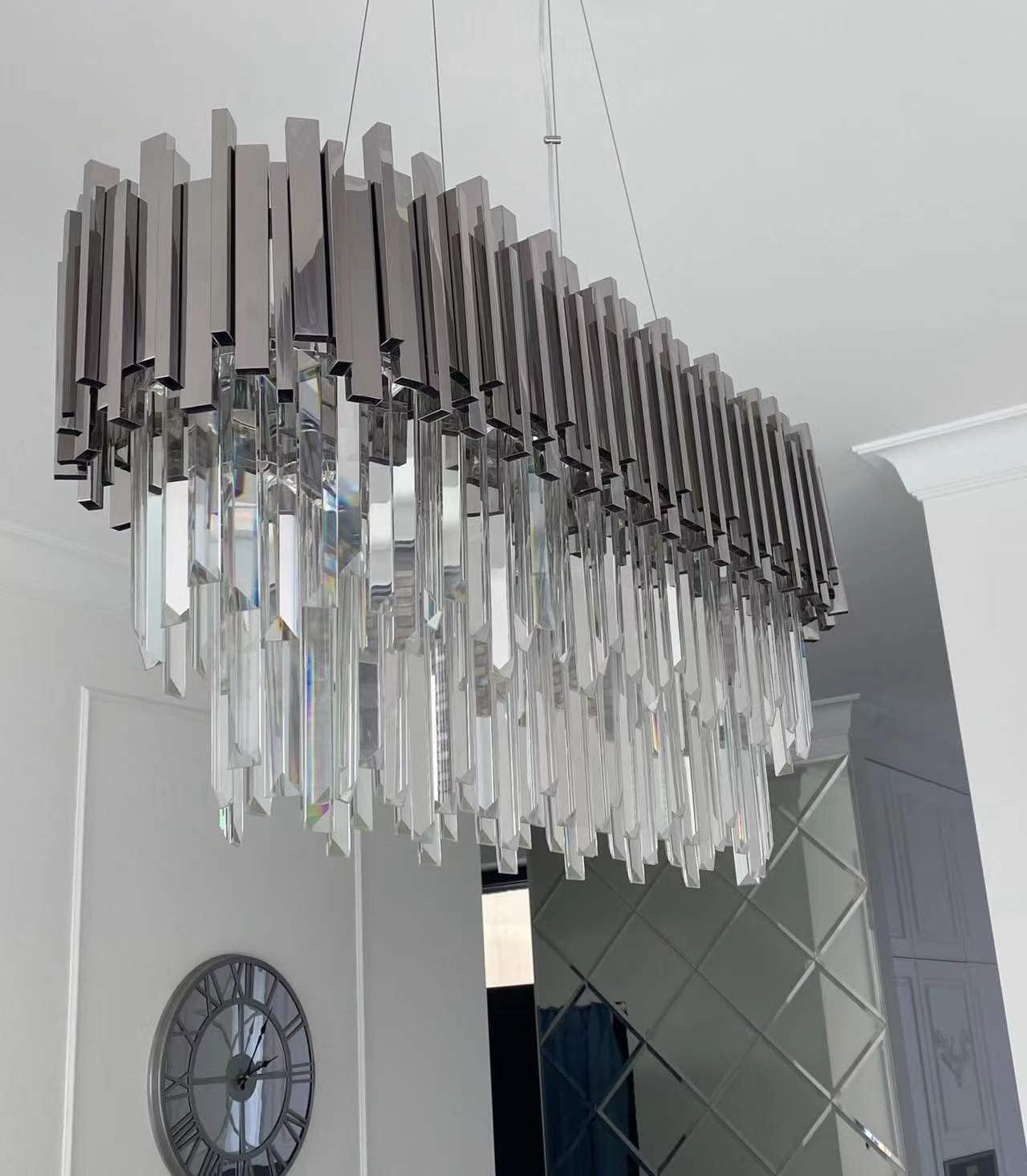 Gold/Silver Round Modern Tiered Metal Crystal Chandelier