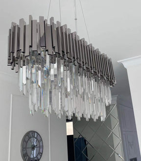Gold/Silver Round Modern Tiered Metal Crystal Chandelier