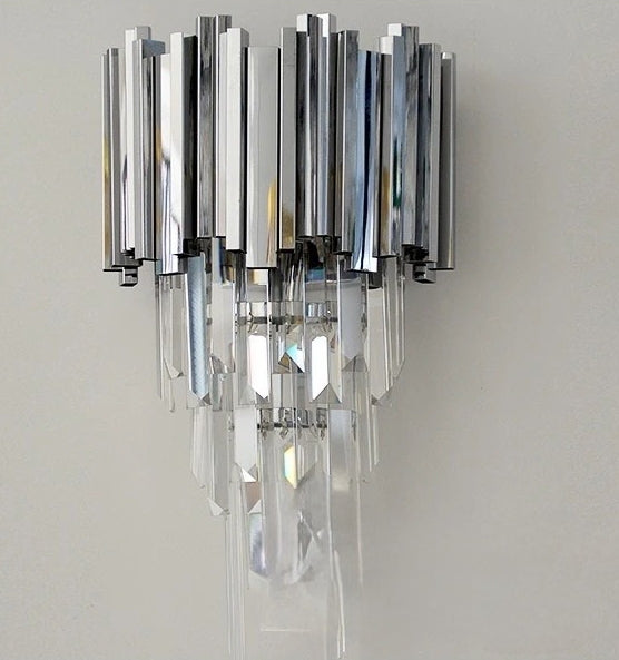 Gold/Silver Round Modern Tiered Metal Crystal Chandelier