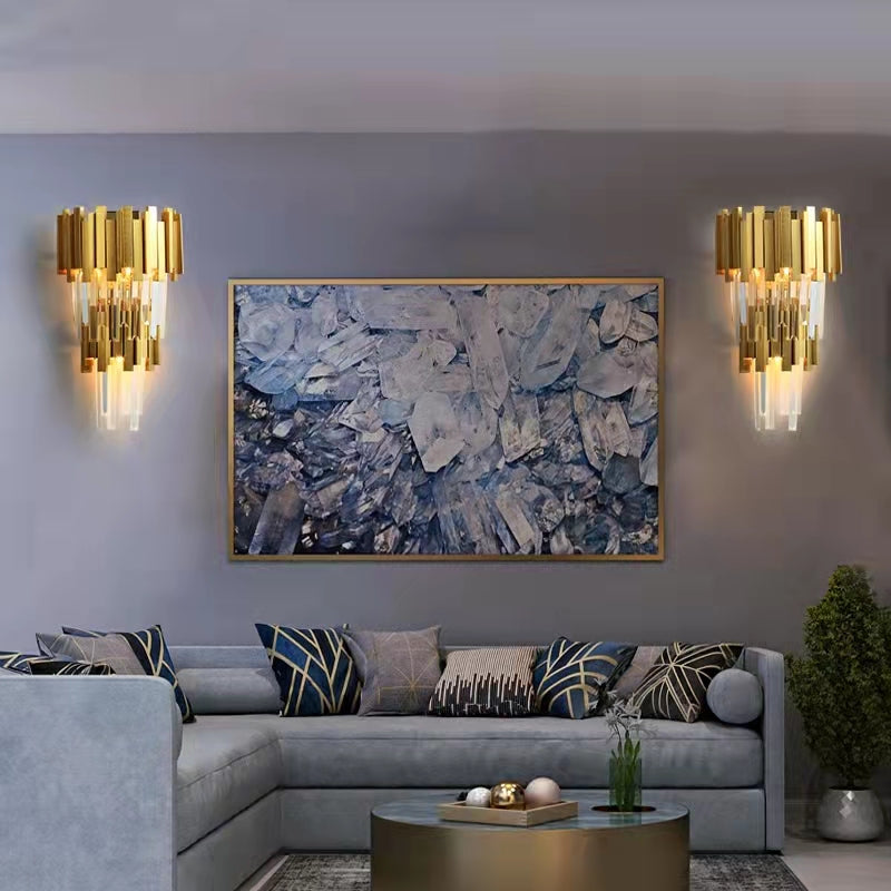 Gold/Silver Round Modern Tiered Metal Crystal Chandelier