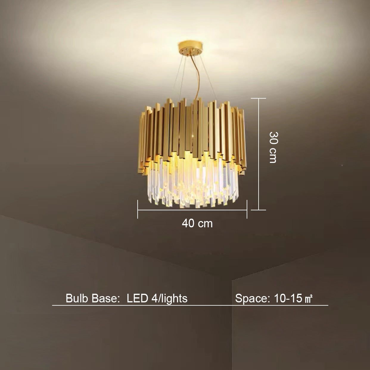 Gold/Silver Round Modern Tiered Metal Crystal Chandelier