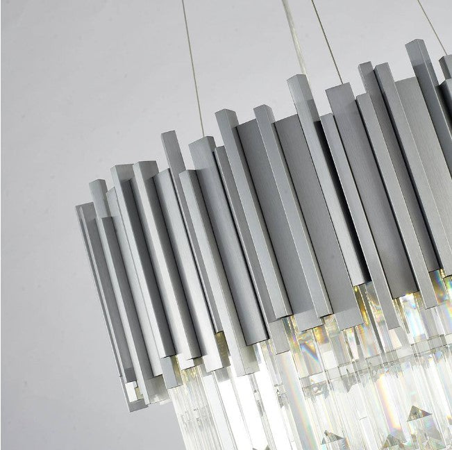 Gold/Silver Round Modern Tiered Metal Crystal Chandelier