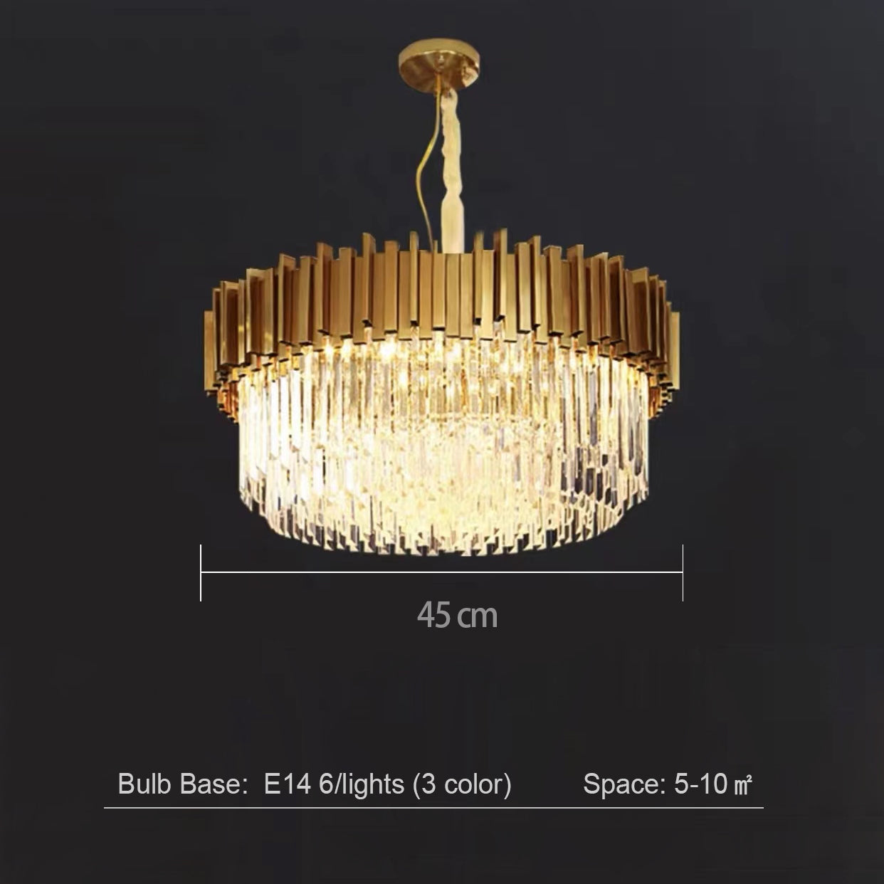 Gold/Silver Round Modern Tiered Metal Crystal Chandelier