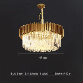 Gold/Silver Round Modern Tiered Metal Crystal Chandelier