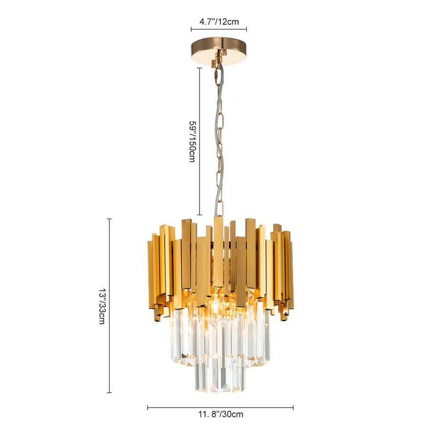 Gold/Silver Round Modern Tiered Metal Crystal Chandelier