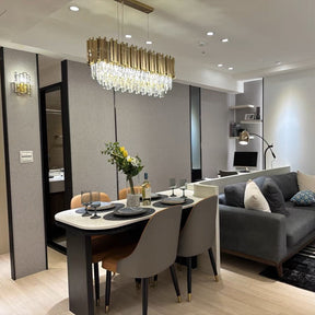 Gold/Silver Round Modern Tiered Metal Crystal Chandelier