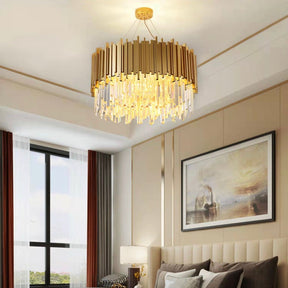 Gold/Silver Round Modern Tiered Metal Crystal Chandelier
