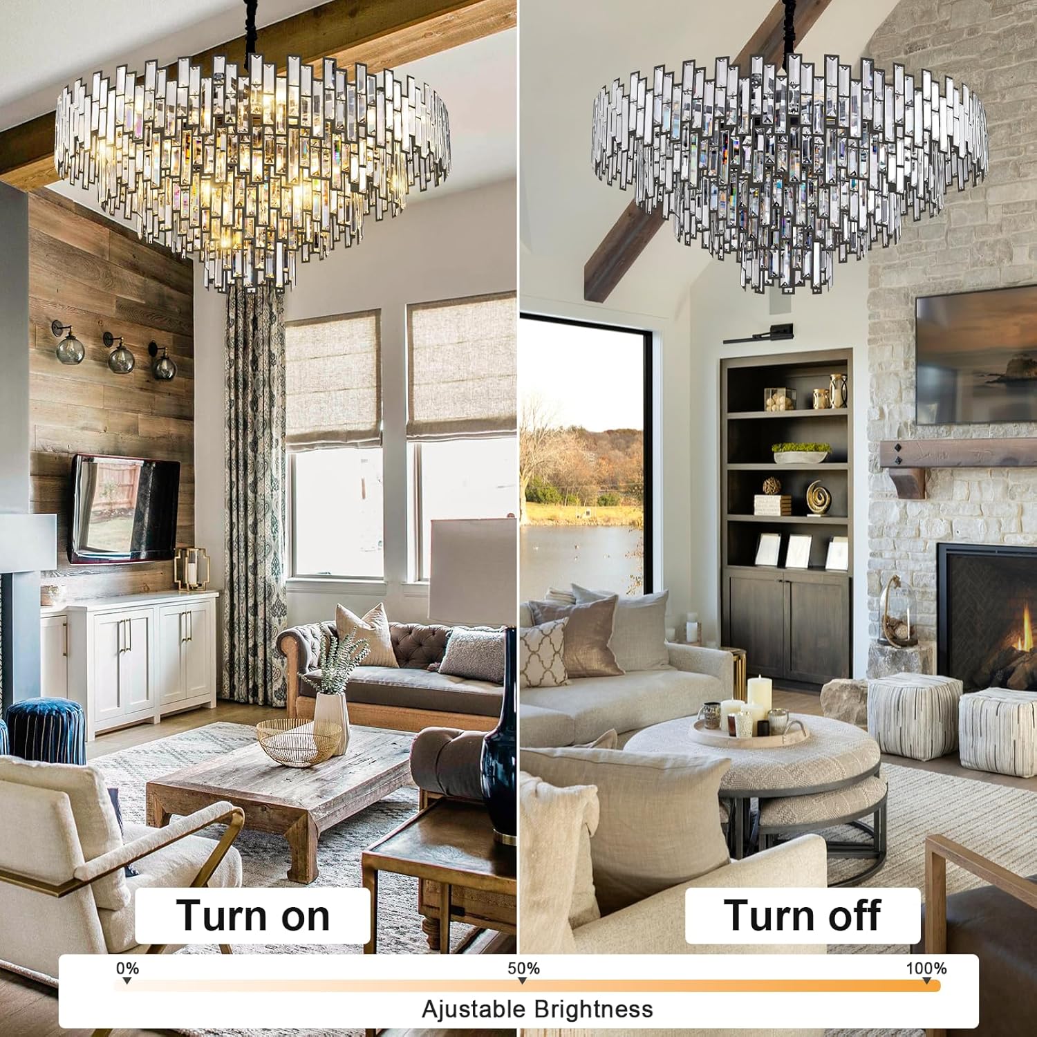 Grand Black Crystal Chandelier: 5-Tier Modern Round K9 Pendant Light for High Ceilings