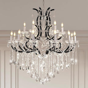 Grand Black Crystal Chandelier: Modern Elegance for Dining, Hallway, Living Room