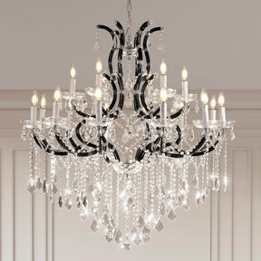 Grand Black Crystal Chandelier: Modern Elegance for Dining, Hallway, Living Room