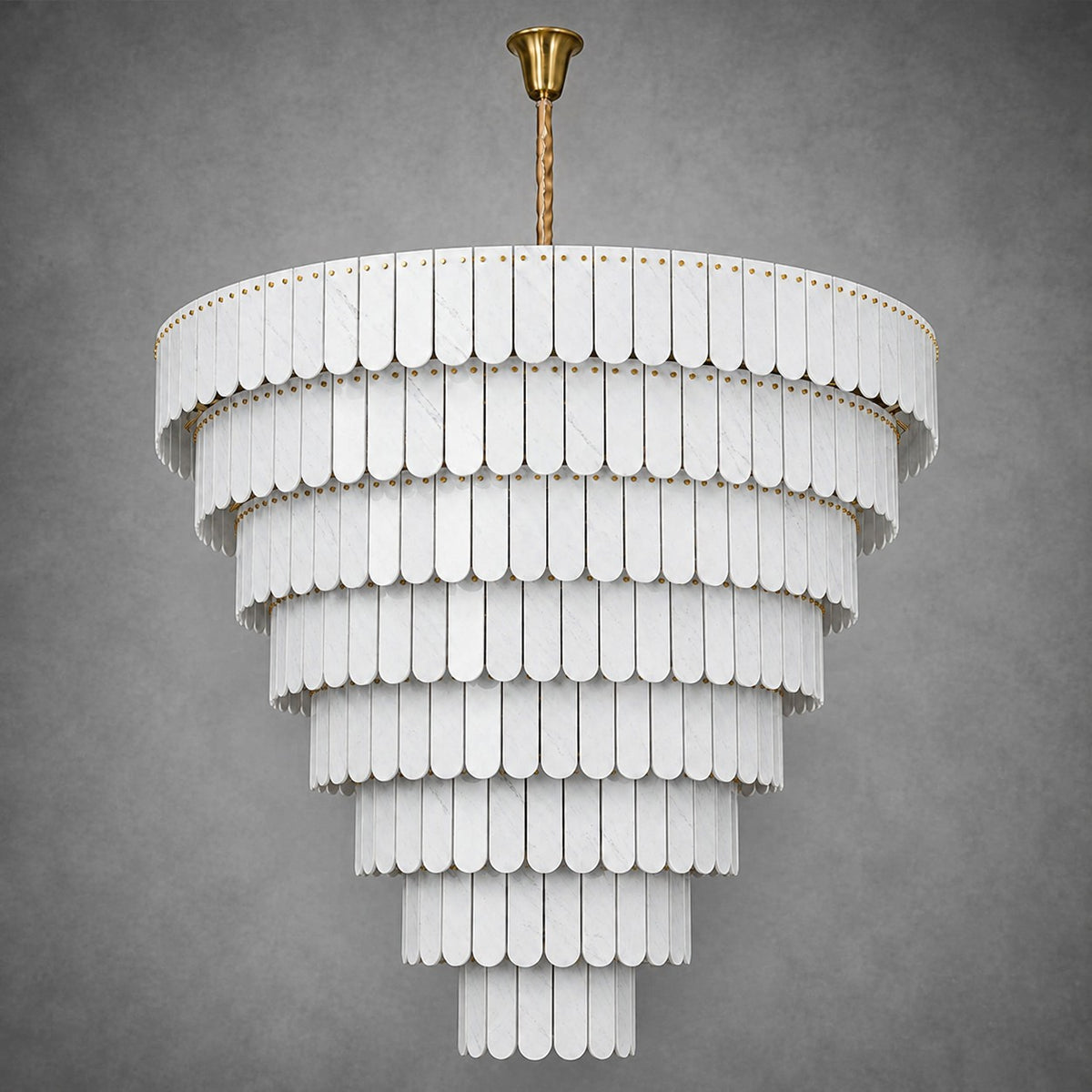 Grand Nine-Tier Yugoslav White Luxury stone Chandelier