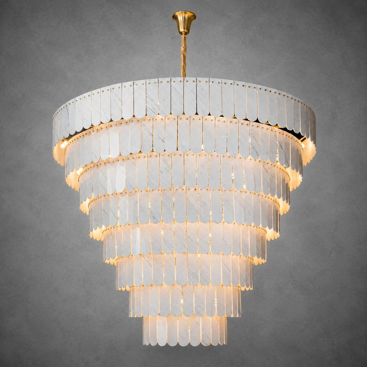 Grand Nine-Tier Yugoslav White Luxury stone Chandelier