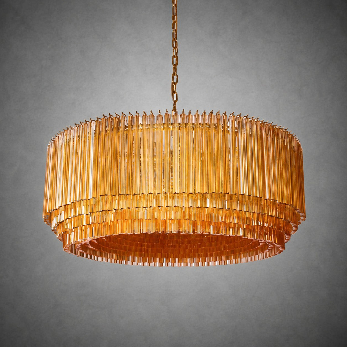Grande Amaro Amber Glass Drum Chandelier