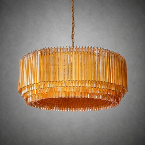 Grande Amaro Amber Glass Drum Chandelier