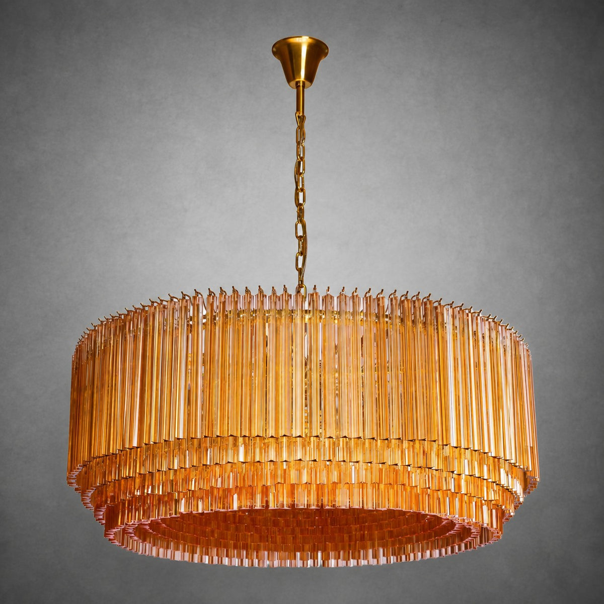 Grande Amaro Amber Glass Drum Chandelier