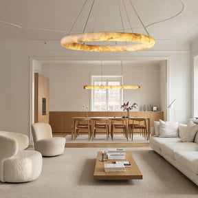 Halima Halo Spanish Alabaster LED Chandelier – 36" & 48" Luxury Light