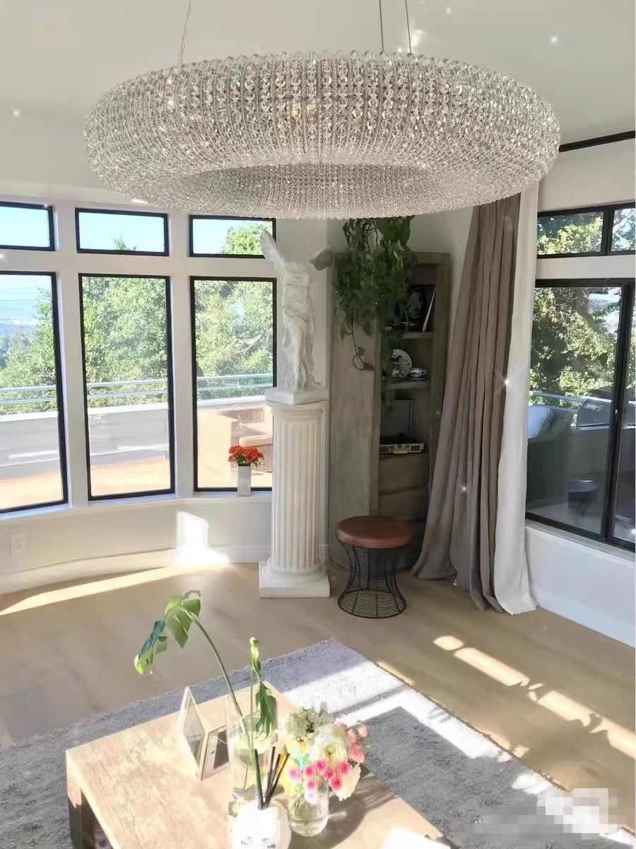 Nicolle Modern Luxury Amber Crystal Clear Round Chandeliers for Bedroom